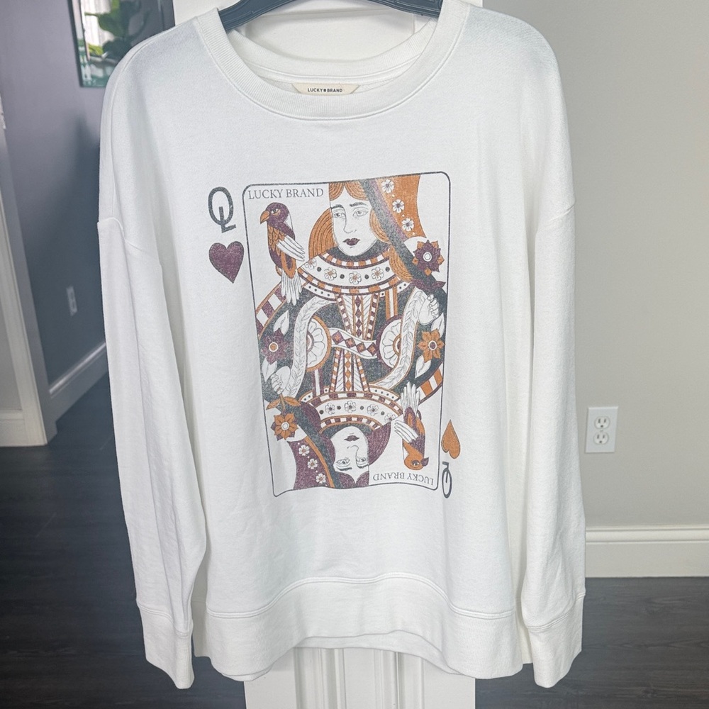Lucky Brand Queen of Hearts crewneck sweatshirt Like New - Picture 4 of 7